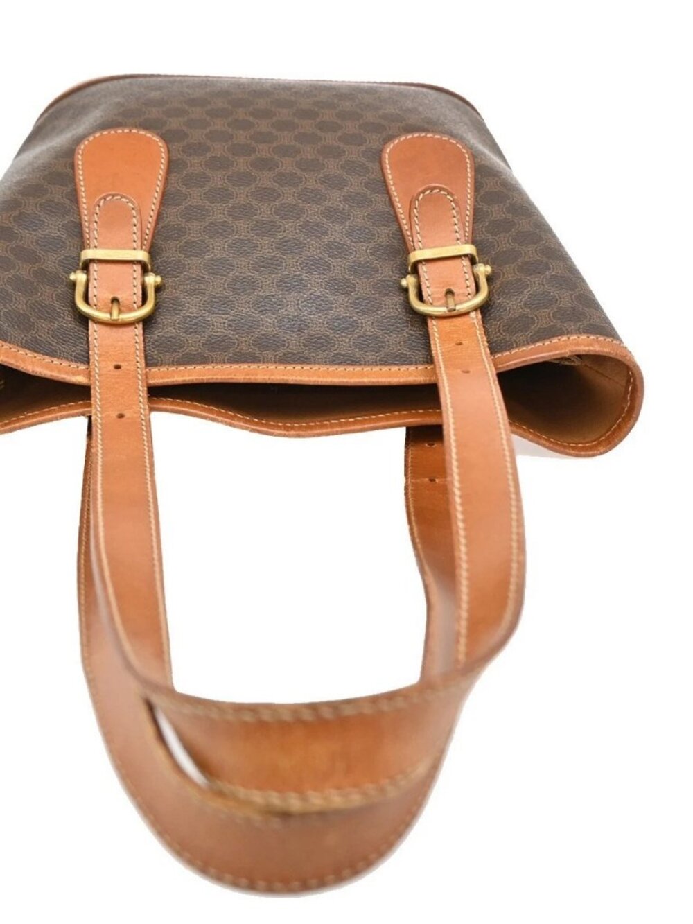CELINE Logo Macadam Pattern Shoulder Tote Bag PVC Leather Brown Italy 61KB607 - Picture 5 of 15